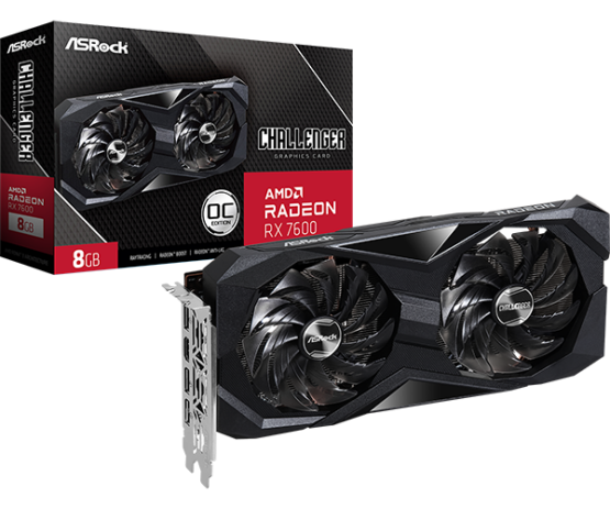 ASRock Radeon RX7600 Challenger 8G OC GDDR6 128-BIT Graphics Card