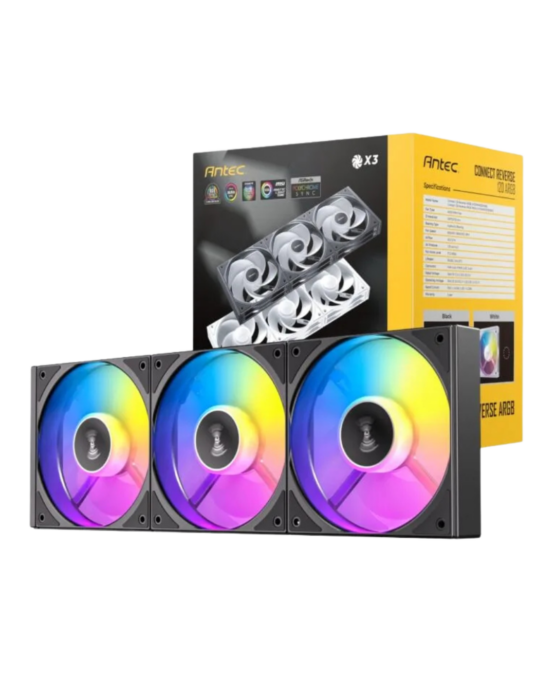 Antec Connect 120 Reverse ARGB PWM Fan 3 Pack - Black