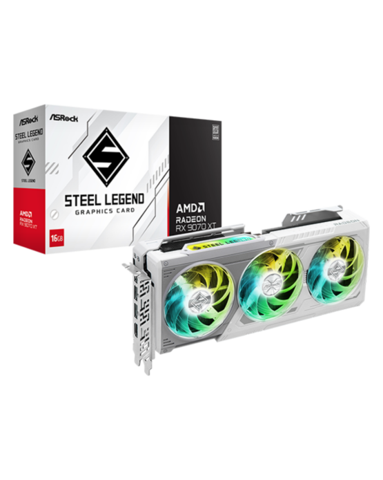 ASRock AMD Radeon RX 9070 XT Steel Legend 16GB Graphics Card