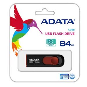 ADATA USB 2.0 RETRACTABLE 64GB BLK/RED - Image 2