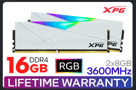16GB ADATA XPG GAMING RGB D50 DDR4 3600 WHITE