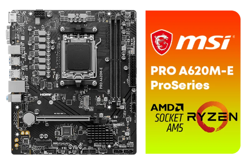 MSI A620M-E PRO AMD AM5 MATX Gaming Motherboard - Image 2