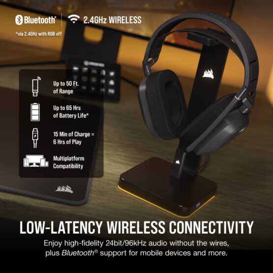 HS80 MAX WIRELESS Premium Carbon Headset; Spatial Audio; 50mm Audio Drivers; Omni-directional Microphone - PC/ Mac/ PlayStation - Image 4