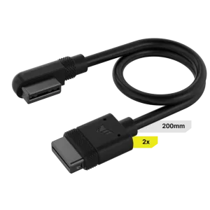 Corsair iCUE LINK Cable; 2x 200mm with Straight/Slim 90 degree connectors; Black