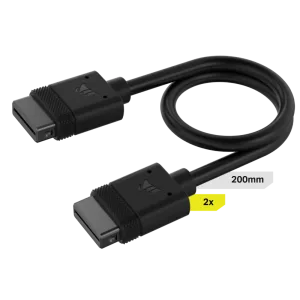 Corsair iCUE LINK Cable; 2x 200mm with Straight connectors; Black