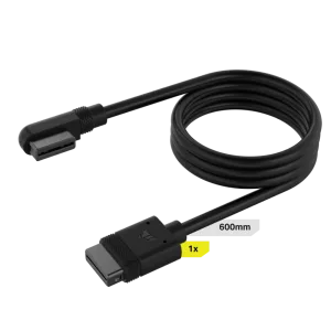 Corsair iCUE LINK Cable; 1x 600mm with Straight/Slim 90° connectors; Black
