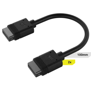 Corsair iCUE LINK Cable; 2x 100mm with Straight connectors; Black