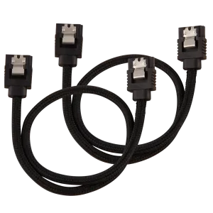 Corsair Premium Sleeved SATA Data Cable Set with Straight Connectors; Black; 30cm