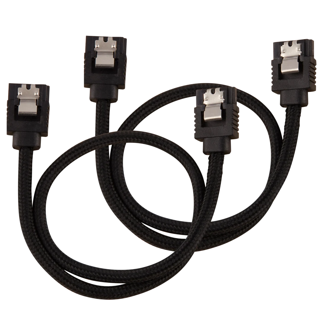 Corsair Premium Sleeved SATA Data Cable Set with Straight Connectors; Black; 30cm