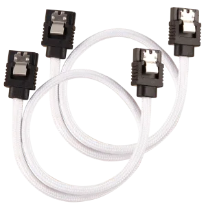 Corsair Premium Sleeved SATA Data Cable Set with Straight Connectors; White; 30cm