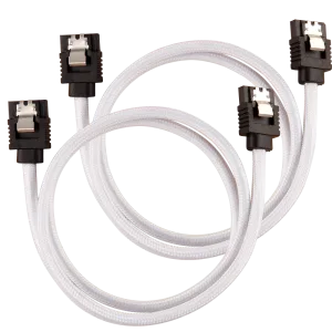 Corsair Premium Sleeved SATA Data Cable Set with Straight Connectors; White; 60cm