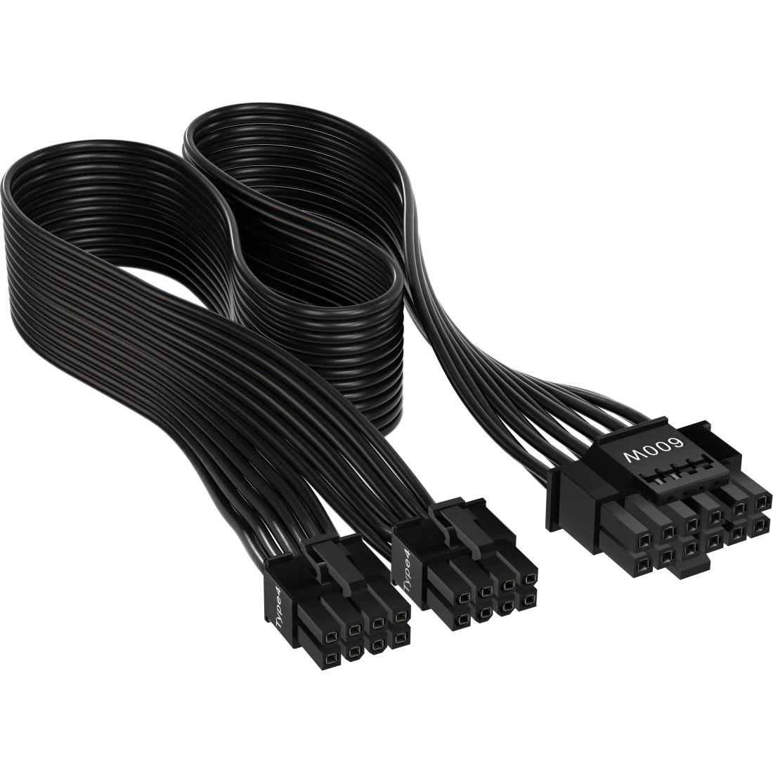 Corsair Premium Individually Sleeved 12+4pin PCIe Gen 5 12VHPWR 600W cable; Type 4; Black.