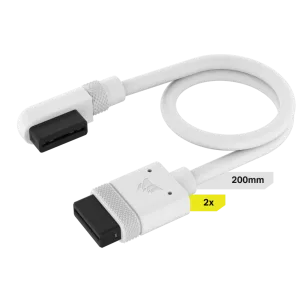 CORSAIR iCUE LINK Cable; 2x 200mm with Straight/Slim 90° connectors; White