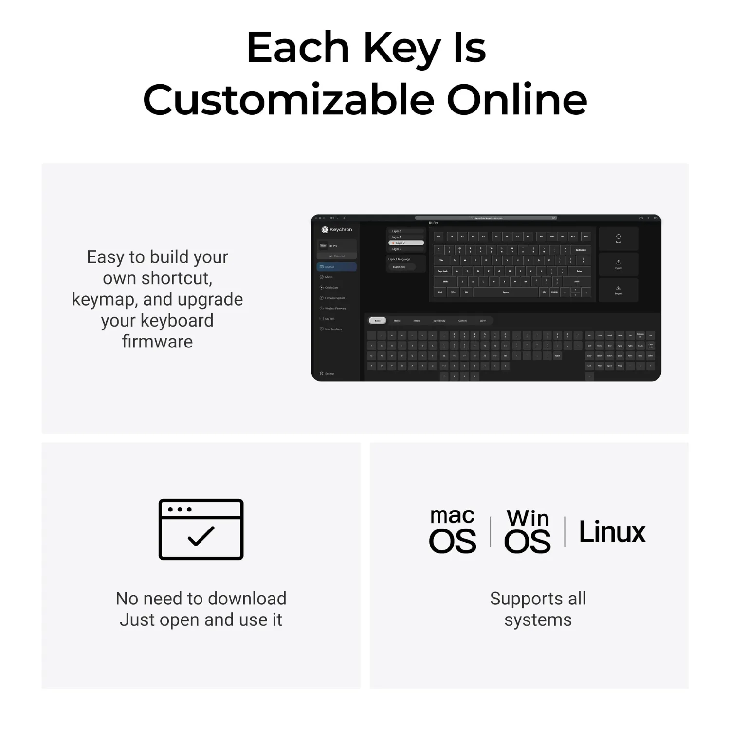 Keychron B1 Pro Ultra-Slim 75% Wireless Keyboard - Space Grey - Image 6