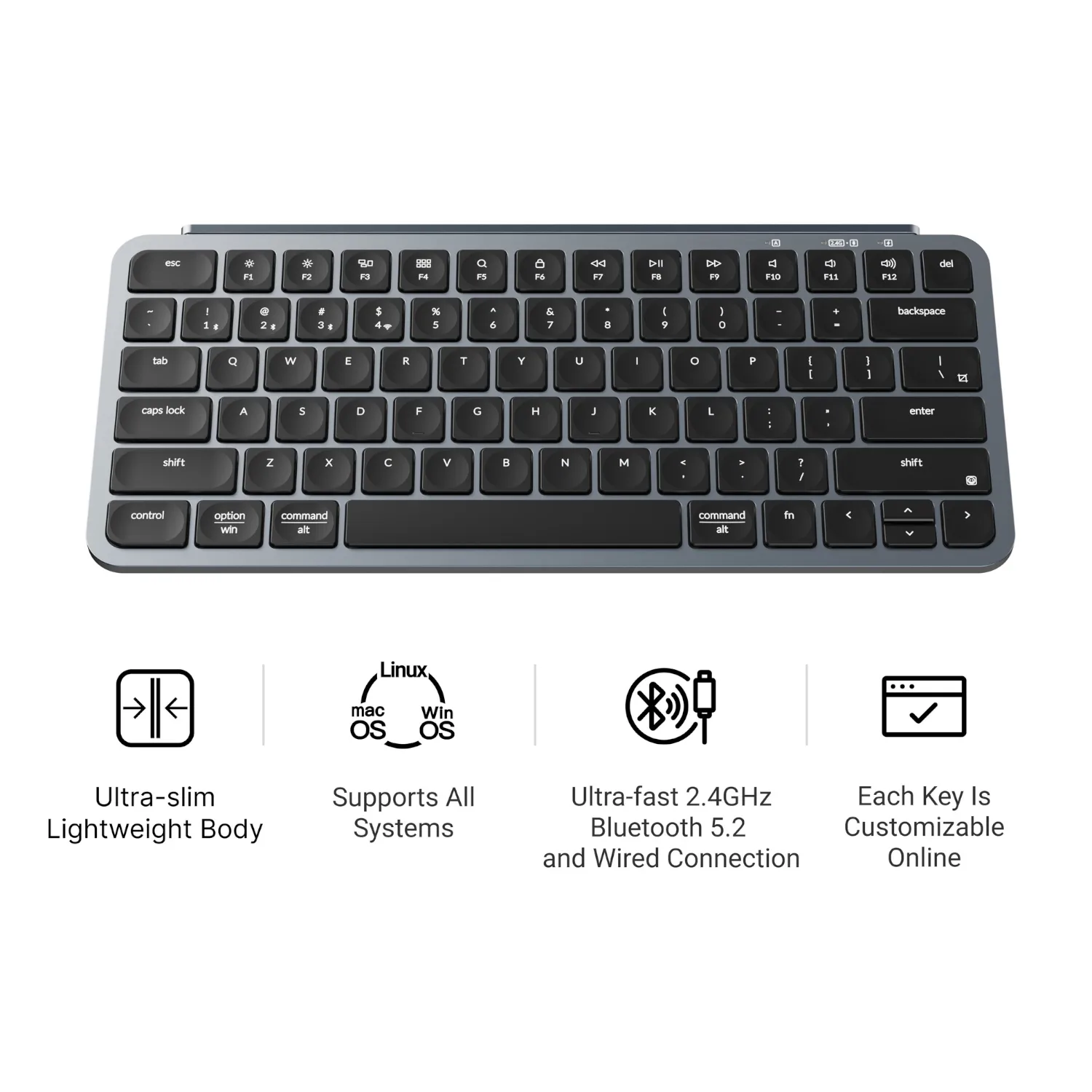 Keychron B1 Pro Ultra-Slim 75% Wireless Keyboard - Space Grey - Image 9