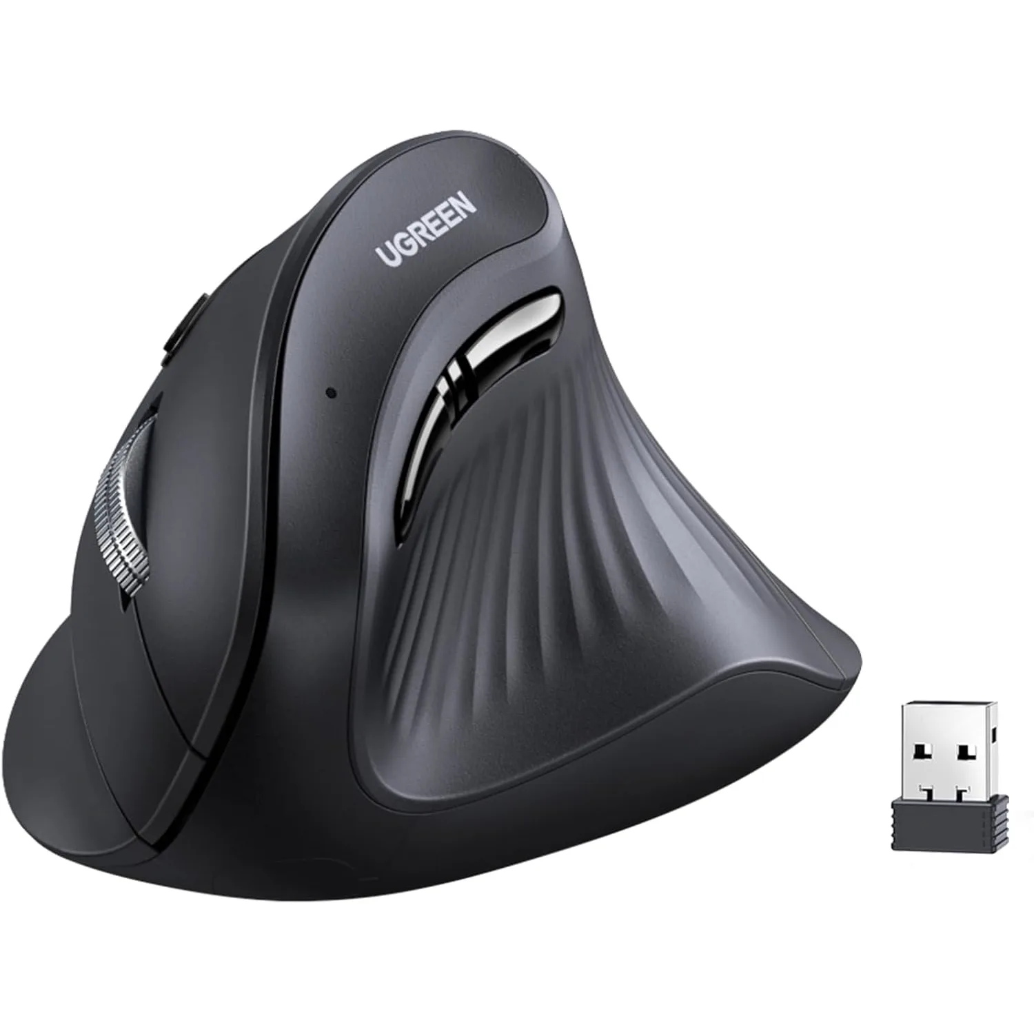 UGREEN Multi-Mode Vertical Mouse Bluetooth and 2.4G Wireless–Black