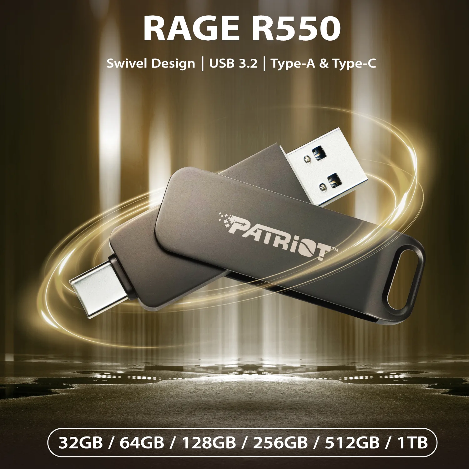 Patriot Rage R550 64GB USB3.2 Swing Type A to Type-C Flash Drive - Image 5