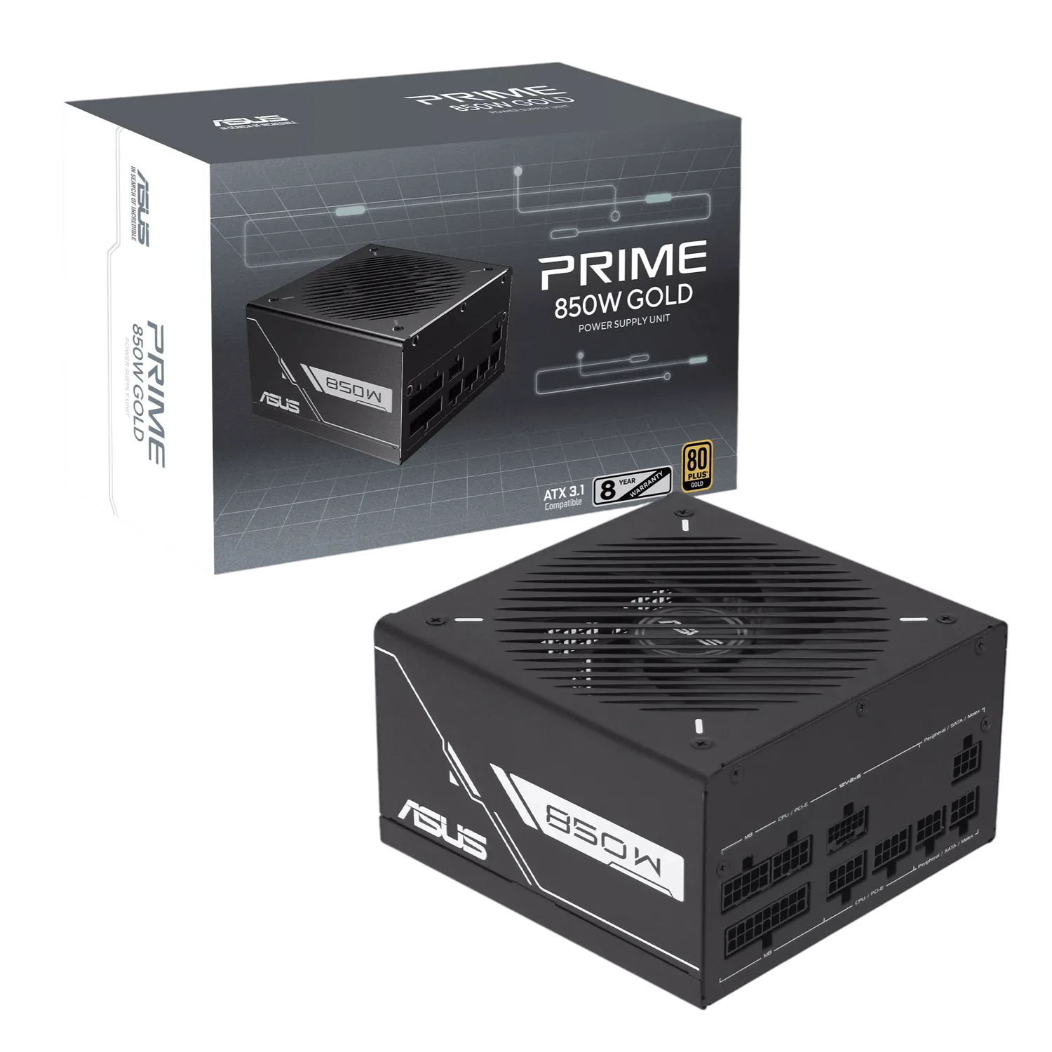 ASUS Prime 850W 80PLUS Gold Black Edition PCIe 5.0 Modular Power Supply