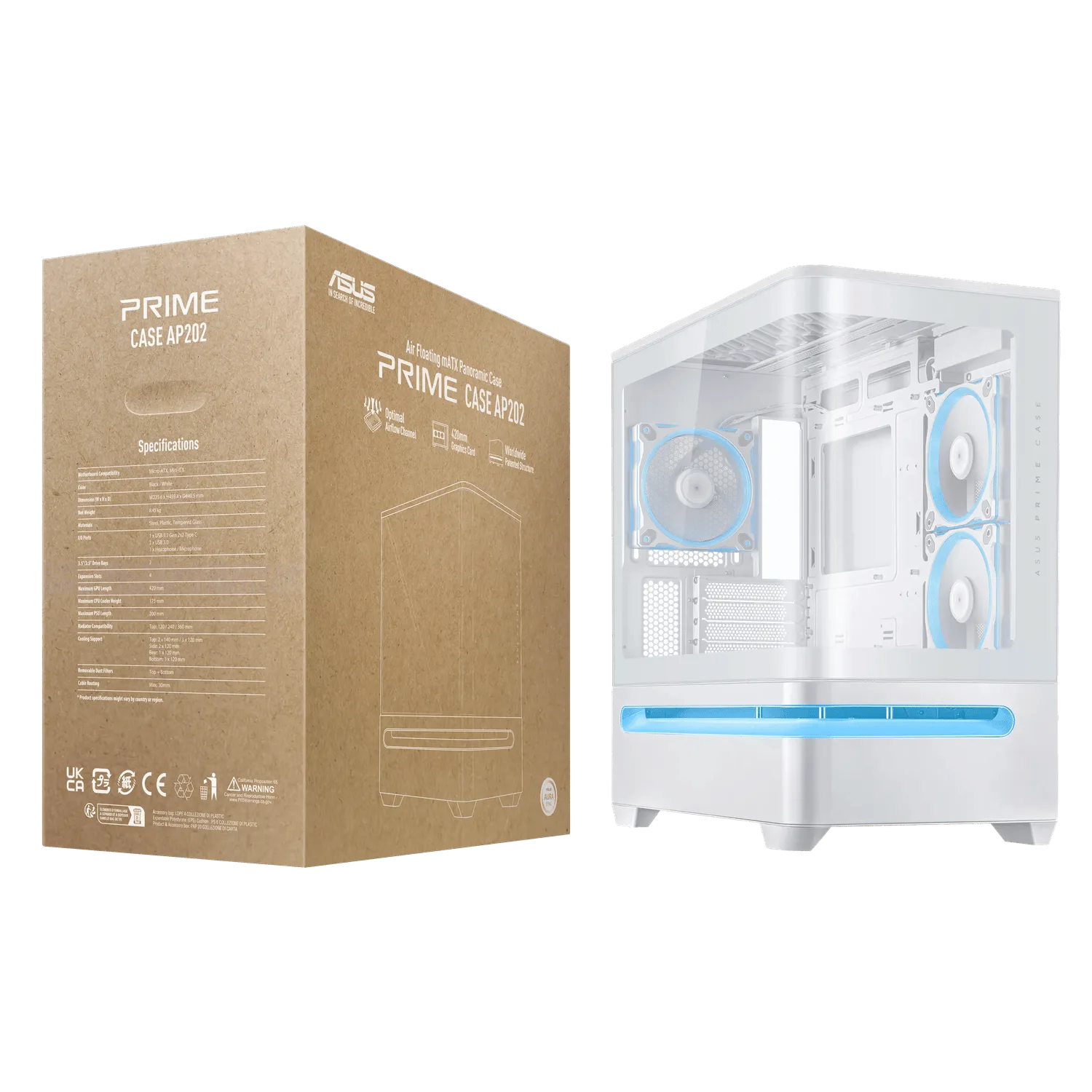 ASUS Prime AP202 ARGB mATX White Chassis - Image 7