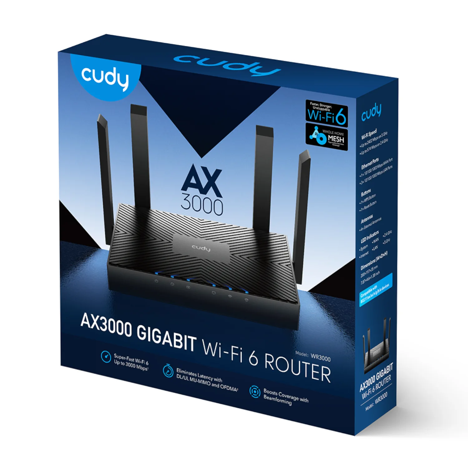 Cudy AX3000 5-Port Gigabit Dual-Band Wi-Fi 6 Mesh Router – Black - Image 5